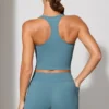 Twist Waist Mini Shorts with Pockets in Stone Blue