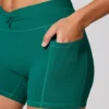 Twist Waist Mini Shorts with Pockets in Teal