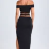 Urara Asymmetric Cut-Out Maxi Skirt in Black