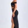 Urara Asymmetric Cut-Out Maxi Skirt in Black