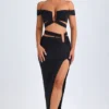 Urara Asymmetric Cut-Out Maxi Skirt in Black