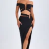 Urara Asymmetric Cut-Out Maxi Skirt in Black