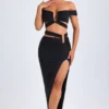 Urara Asymmetric Cut-Out Maxi Skirt in Black