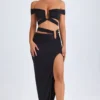 Urara Asymmetric Cut-Out Maxi Skirt in Black