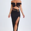 Urara Asymmetric Cut-Out Maxi Skirt in Black