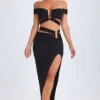 Urara Asymmetric Cut-Out Maxi Skirt in Black