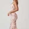 Valentina Layered Bra-Detail Fishtail Midaxi Dress in Primrose Floral Print