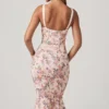 Valentina Layered Bra-Detail Fishtail Midaxi Dress in Primrose Floral Print