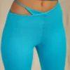 Valerie Petite Cut Out Flare Trousers in Aqua