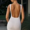 Valetta Draped Open-Back Mini Dress in White