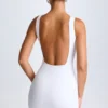 Valetta Draped Open-Back Mini Dress in White