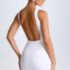 Valetta Draped Open-Back Mini Dress in White