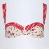 Vallibona Underwired Balconette Bikini Top in Red Floral