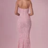 Valora Embellished Square Neck Maxi Dress in Blush Pink