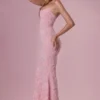 Valora Embellished Square Neck Maxi Dress in Blush Pink