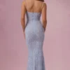 Valora Embellished Square Neck Maxi Dress in Powder Blue