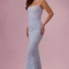 Valora Embellished Square Neck Maxi Dress in Powder Blue