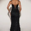 Vasanta Embellished Appliqué Soft-Scoop Corset Gown in Black