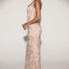 Vasanta Embellished Appliqué Soft-Scoop Corset Gown in Gold
