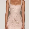 Vasanta Embellished Appliqué Soft-Scoop Corset Gown in Gold