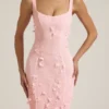 Vasanta Embellished Appliqué Soft-Scoop Corset Gown in Pink