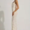 Vasanta Embellished Appliqué Soft-Scoop Corset Gown in White