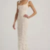 Vasanta Embellished Appliqué Soft-Scoop Corset Gown in White