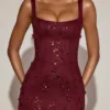 Vasanta Embellished Appliqué Soft-Scoop Corset Gown in Wine Red