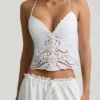 Vasilia Cutwork Backless Cotton-Poplin Camisole Top in White