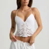 Vasilia Cutwork Backless Cotton-Poplin Camisole Top in White