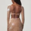 Veah Embellished Asymmetric Mid-Rise Mini Skirt in Almond
