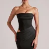Veda Bandeau Bodycon Mini Dress in Black