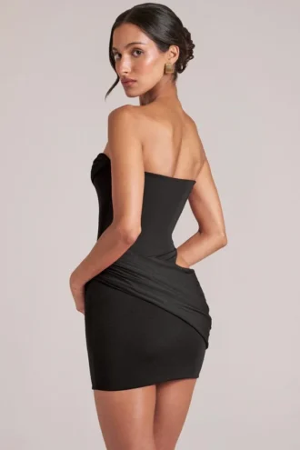 Veda Bandeau Bodycon Mini Dress in Black