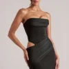 Veda Bandeau Bodycon Mini Dress in Black