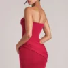 Veda Bandeau Bodycon Mini Dress in Cherry Red