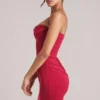Veda Bandeau Bodycon Mini Dress in Cherry Red