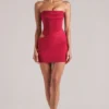 Veda Bandeau Bodycon Mini Dress in Cherry Red