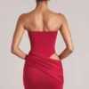 Veda Bandeau Bodycon Mini Dress in Cherry Red