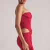Veda Bandeau Bodycon Mini Dress in Cherry Red