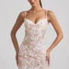 Velena Embellished Camisole Bodycon Mini Dress in Ivory