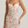 Velena Embellished Camisole Bodycon Mini Dress in Ivory