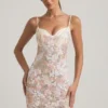 Velena Embellished Camisole Bodycon Mini Dress in Ivory