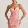 Velena Embellished Camisole Bodycon Mini Dress in Pink