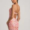 Velena Embellished Camisole Bodycon Mini Dress in Pink