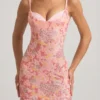 Velena Embellished Camisole Bodycon Mini Dress in Pink