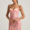 Velena Embellished Camisole Bodycon Mini Dress in Pink
