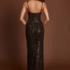 Velia Embellished Peekaboo Cowl-Neck Dress in Brown Snake
