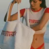 Velika Towelling Tote Bag in White