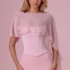 Velina Chiffon Cape in Blush Pink