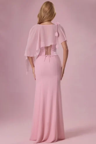 Velina Chiffon Cape in Blush Pink